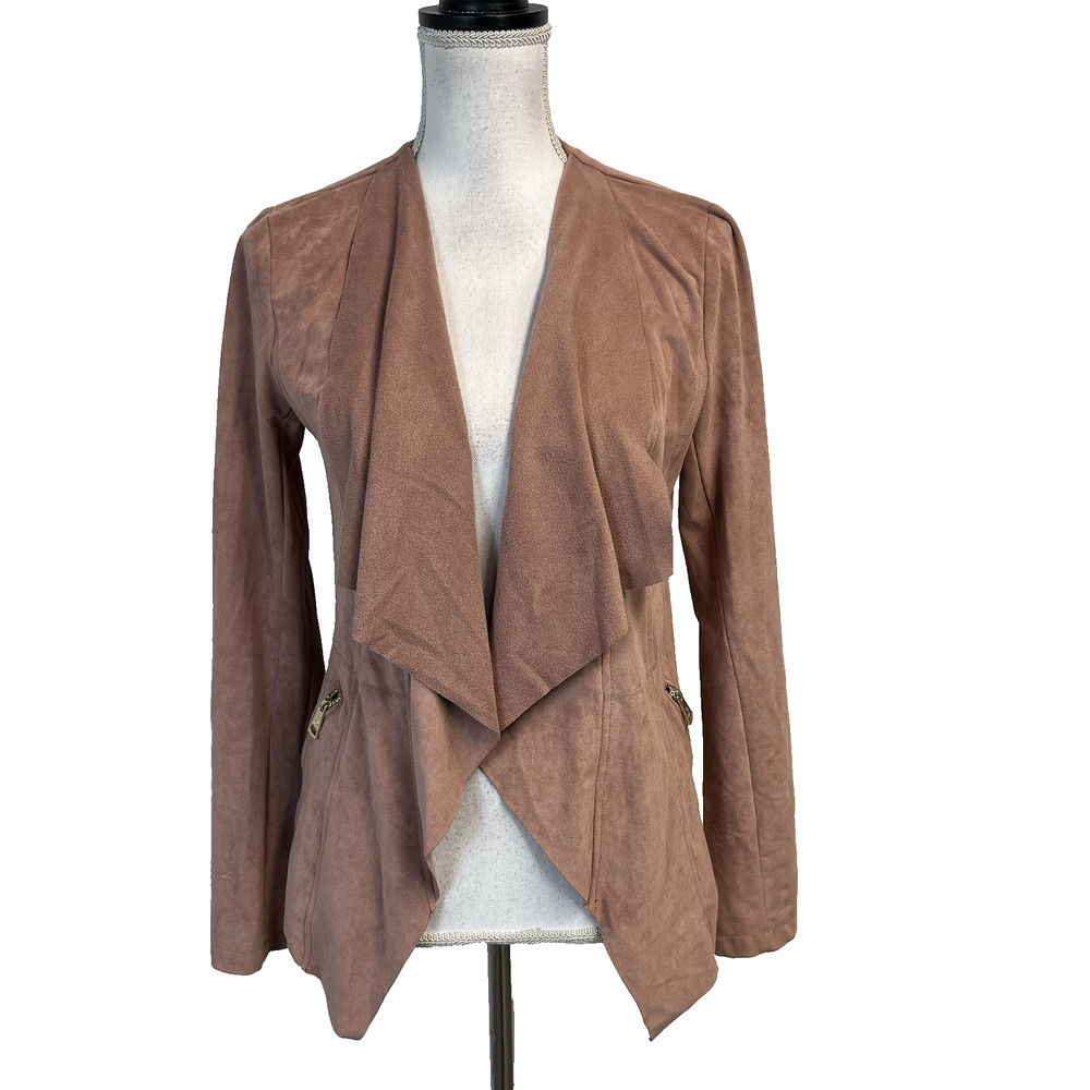 Adrienne Vittadini Blazer Jacket Women's Size XS Dusty Rose Waterfall Microfiber